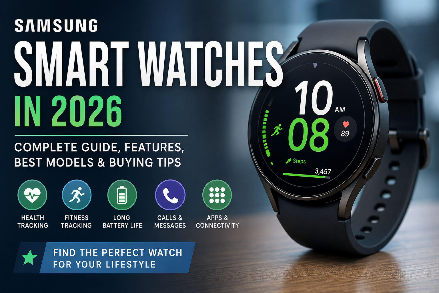 Samsung smart watches 2026 complete guide Galaxy Watch6 Watch5 Pro Watch4 features health tracking fitness battery calls apps