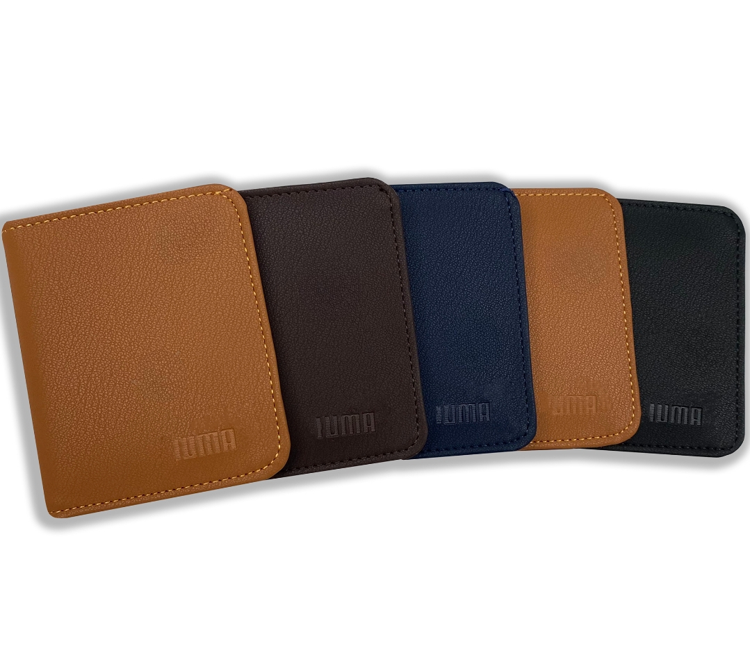 Men’s Slim Leather Wallet – 6 Card Slots, ID Window & Cash Pocket – Compact Leather Card Holder for Daily Use