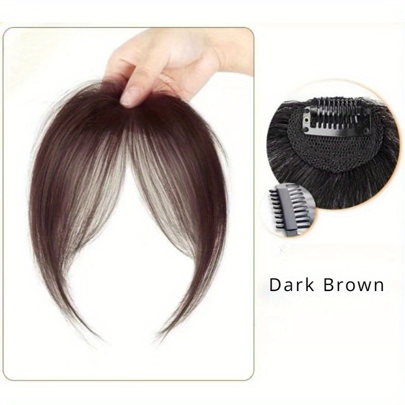 1 Pack of Bang Hairpiece for Women, Natural Top of the Head, Frontal Area, Synthetic Hair, Angular Air-Curled Bangs.