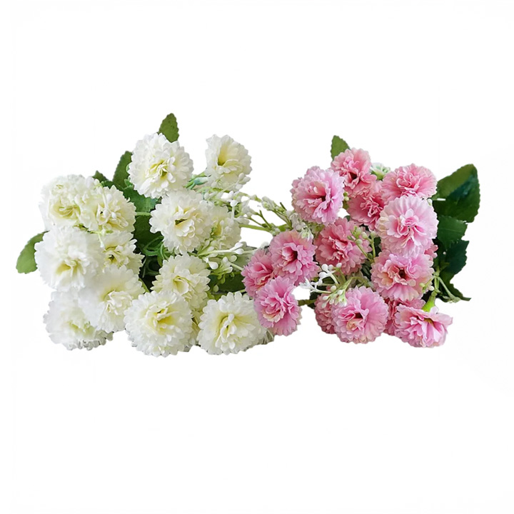 Artificial Pink & White 18 Silk Flowers Head Plant Bouquets| artificial flowers| artificial| home decoration items