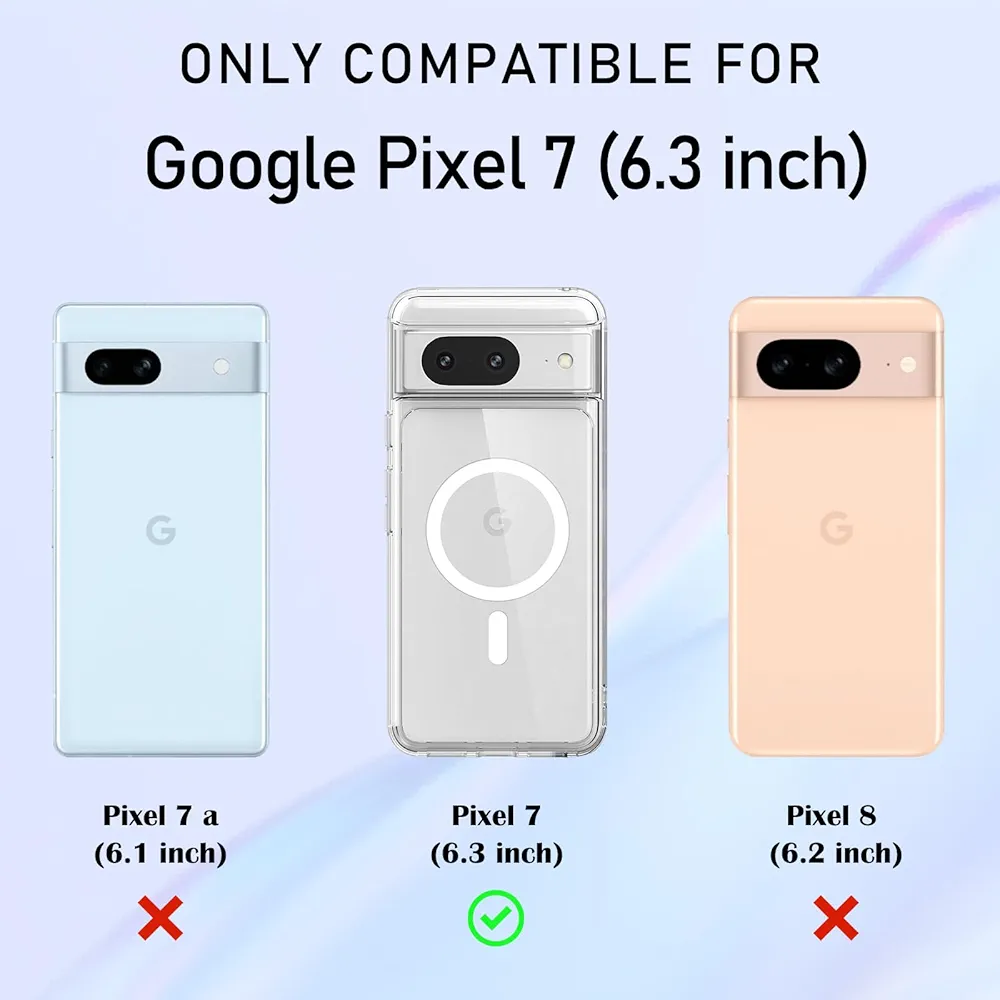 PingGoo Custodia Magnetica Trasparente Per Google Pixel 7, Compatibile MagSafe, TPU Morbido Antiurto, Anti-Giallo