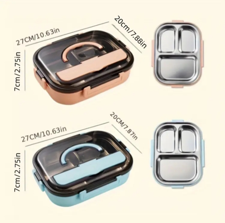 Stainless Steel Lunch Box for Kids – 3 Compartments | Daraz.pk