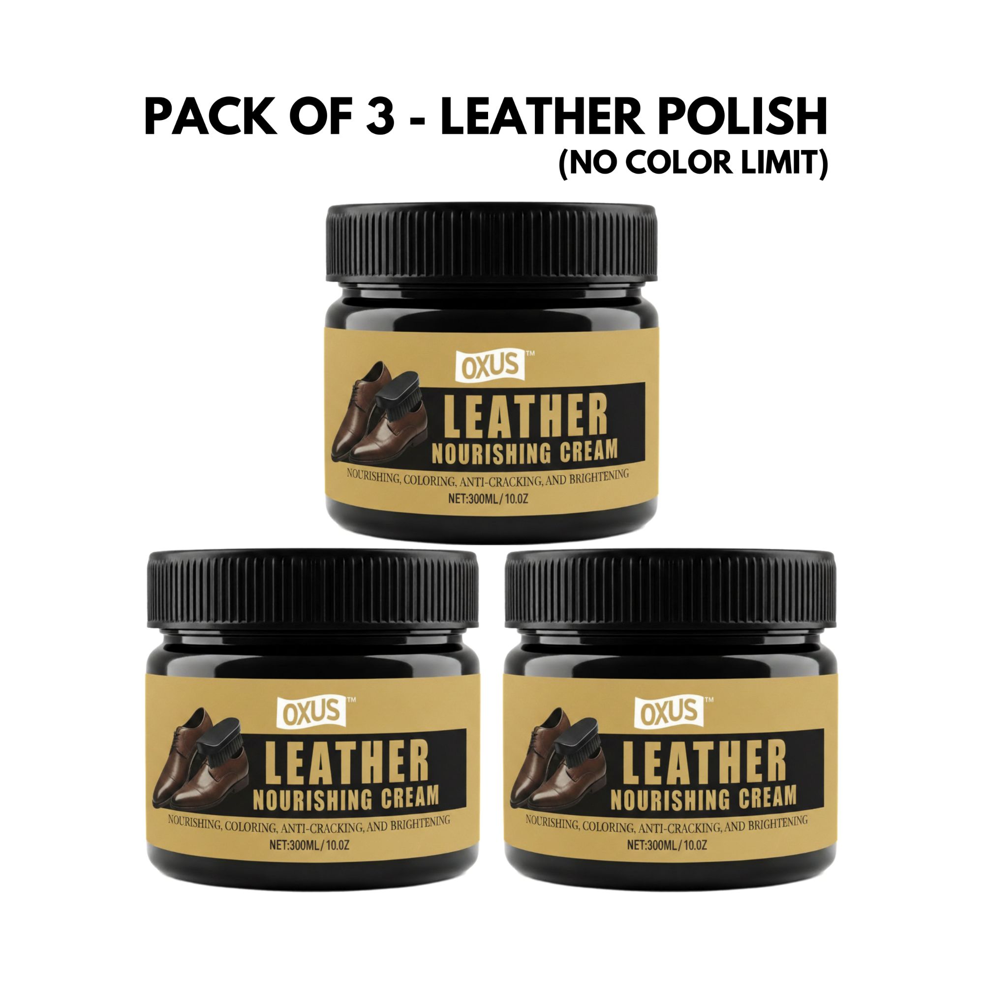 [PACK OF 3] OXUS Leather Nourishing Polish Shiner Wax – Best Leather Care & Shine for Shoes, Bags, Jackets , 100gm