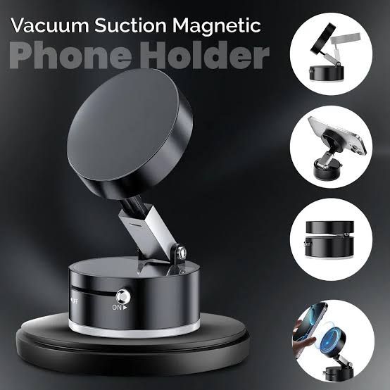 Magnetic Car Phone Holder with Vacuum Suction Cup – 360° Adjustable Dashboard Mobile Mount, Hands-Free Magnetic Smartphone Stand for Car & Desk