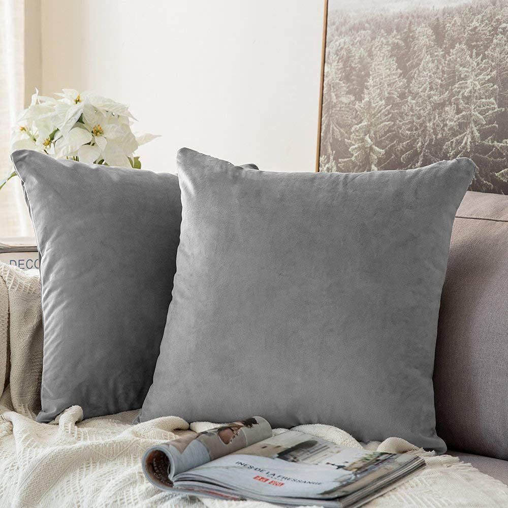 Plain Velvet Cushion Covers 16"×16" Inches By Ayat Bedding