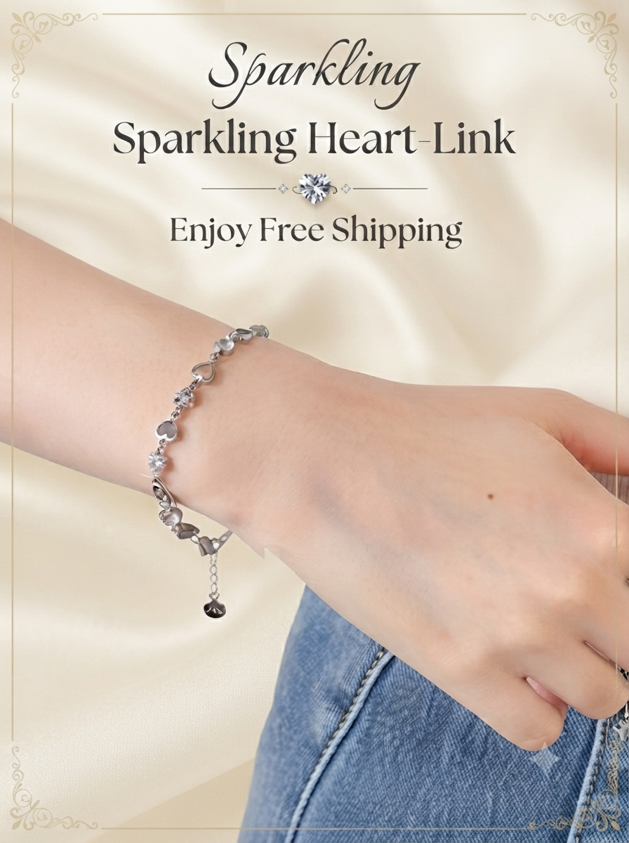 Luxury Heart Crystal Link Bracelet for Women Stylish Diamond Inlaid