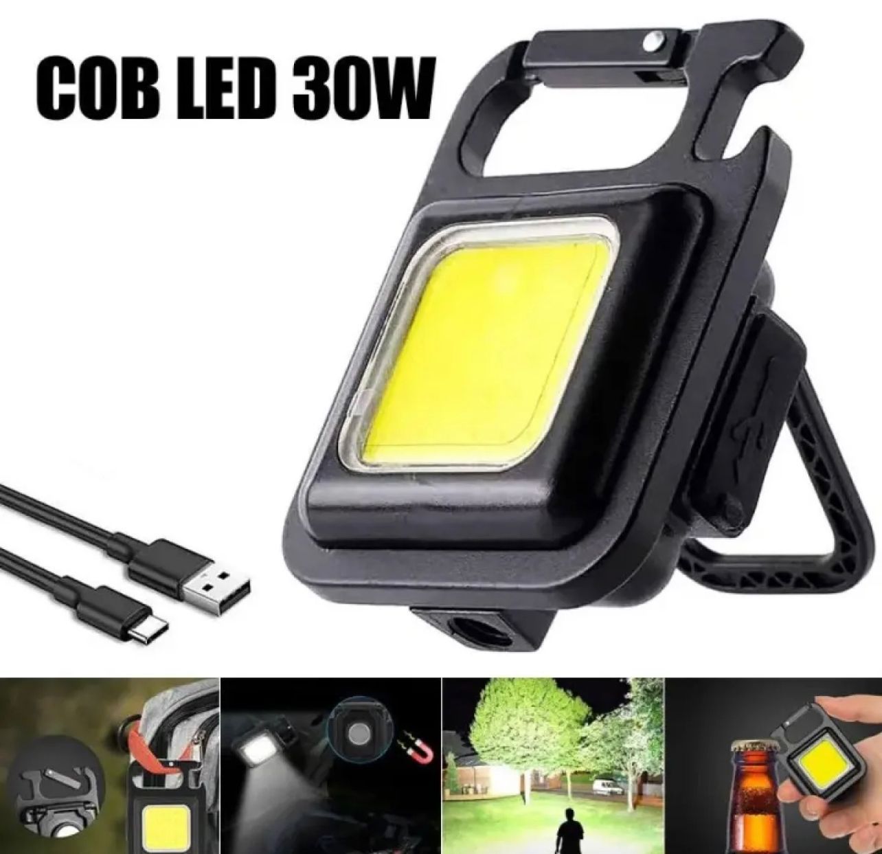 COB Small Flashlight, Keychain Work Light, USB Rechargeable, Mini LED Handheld t, 3 Light Modes Portable Pocket Light for Gift, Camping Emergency Fishing, Aluminum Random color