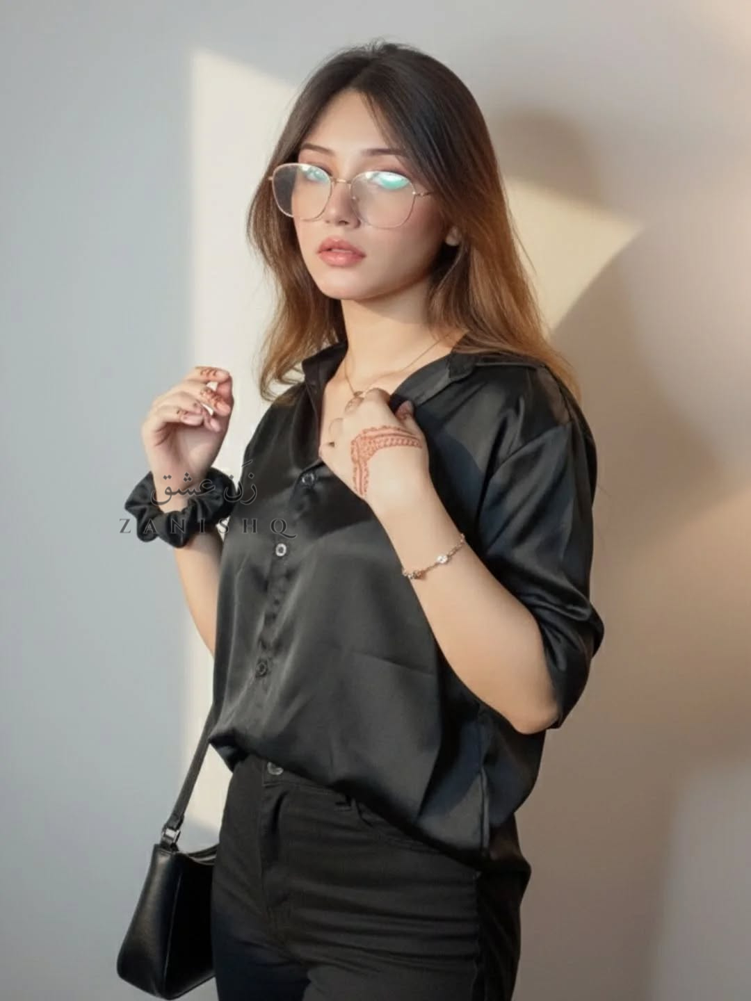 Black Button-Down Silk Shirt