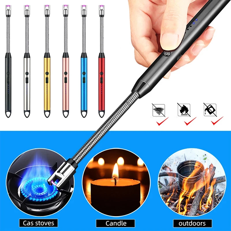 360° Outdoor Kitchen Lighter USB Rechargeable Portable Electronic Lighter Safety Lock Eco-friendly For Candles Gas Stoves