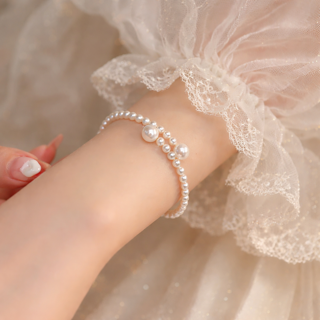 Stylish Open Bangle Pearl Bracelet For Girls |  Elegant Korean Fashion Jewelry Adjustable Pearl Openable Bracelet Women Accessories