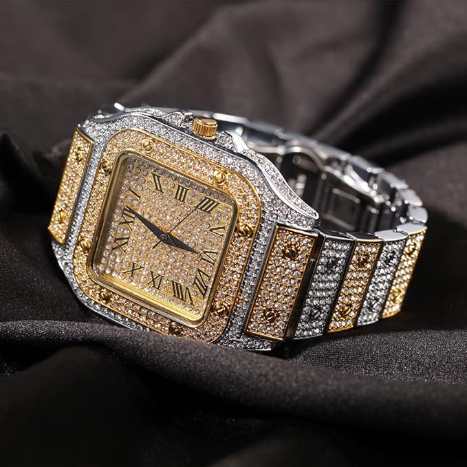 HOT DEALS Luxury Diamond Men Women Watches Gold Watch Ladies Wrist Watch Luxury Rhinestone Unisex Bracelet Watches Female Clock 2025 New