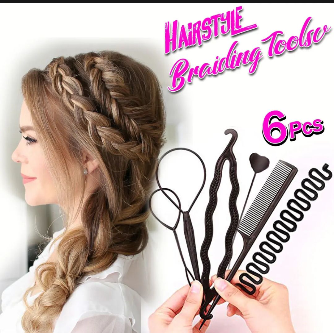 Topsy 6 Pcs Tail Hair Tool Set Hair Loop, Comb and Braiding Styling Accessories Kit for Easy Hairstyles