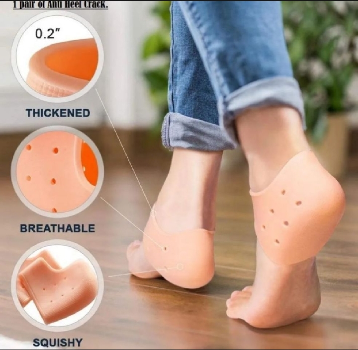 Silicone Gel Heel Pad Socks For Pain ReliefAnd Anti Crack Heell Pair Heel Cups HeelGuardsHeel Protectors Heel Sleeves For Relieve Heel Pads Cushion Heel Pain, Heal DryCrackedHeels, Achilles Tendinitis, For Men &Women
