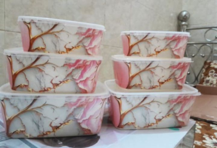 Set of 3 Crockery Dinner Set Bowls Glazed Melamine