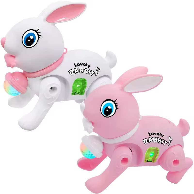 Electric Bunny Rabbit Plush Toy with Music & LED Perfect Birthday Gift for Girls Boys Kids