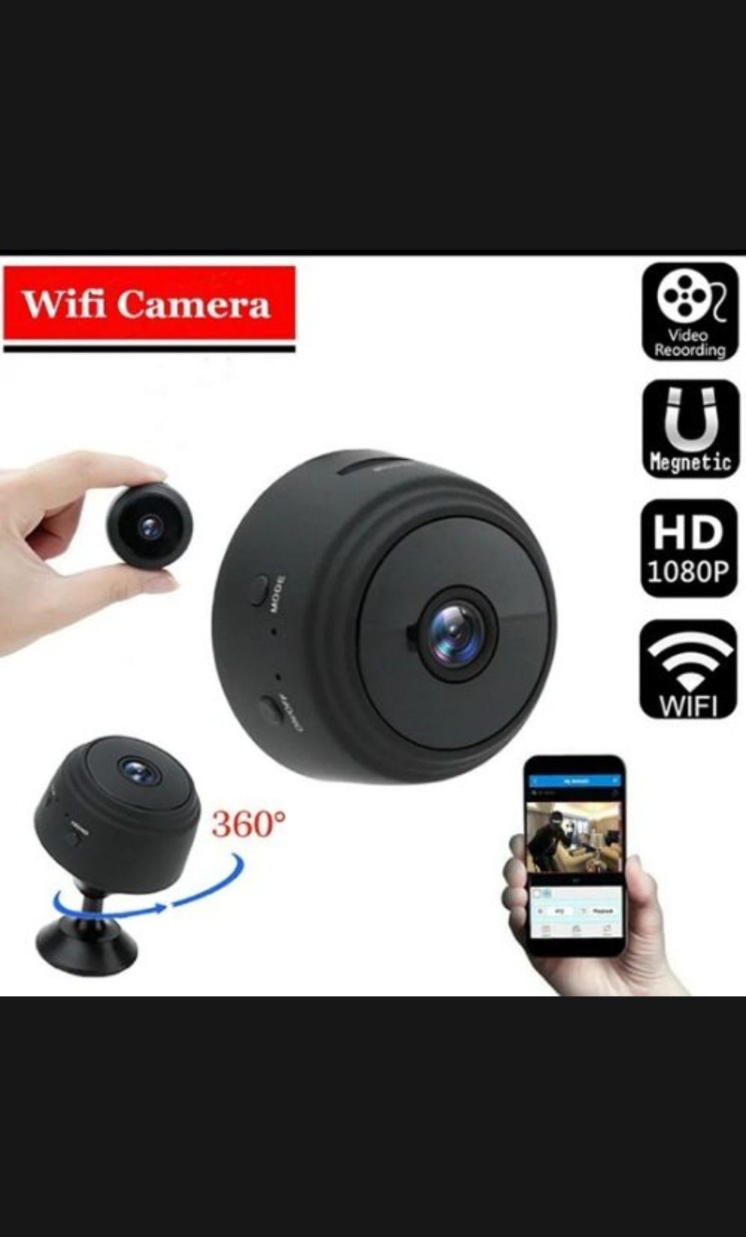 Wifi Camera Monitoring HD Mini IP camera Home Security magnetic stand DVR Sensor Wifi Cameras - Mini Camera - A9 Mini Camera || Wifi Camera  Monitoring HD || New Camera || Mini Wifi Camera || Home Security DVR Sensor Wifi Cameras with V38 APP