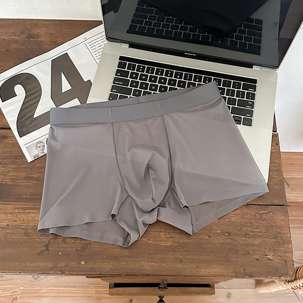 Mens Ice Silk Underwear Seamless Transparent Boxer Shorts  Ultra-thin Breathable Panties Male Quick Dry U Pouch Underpants