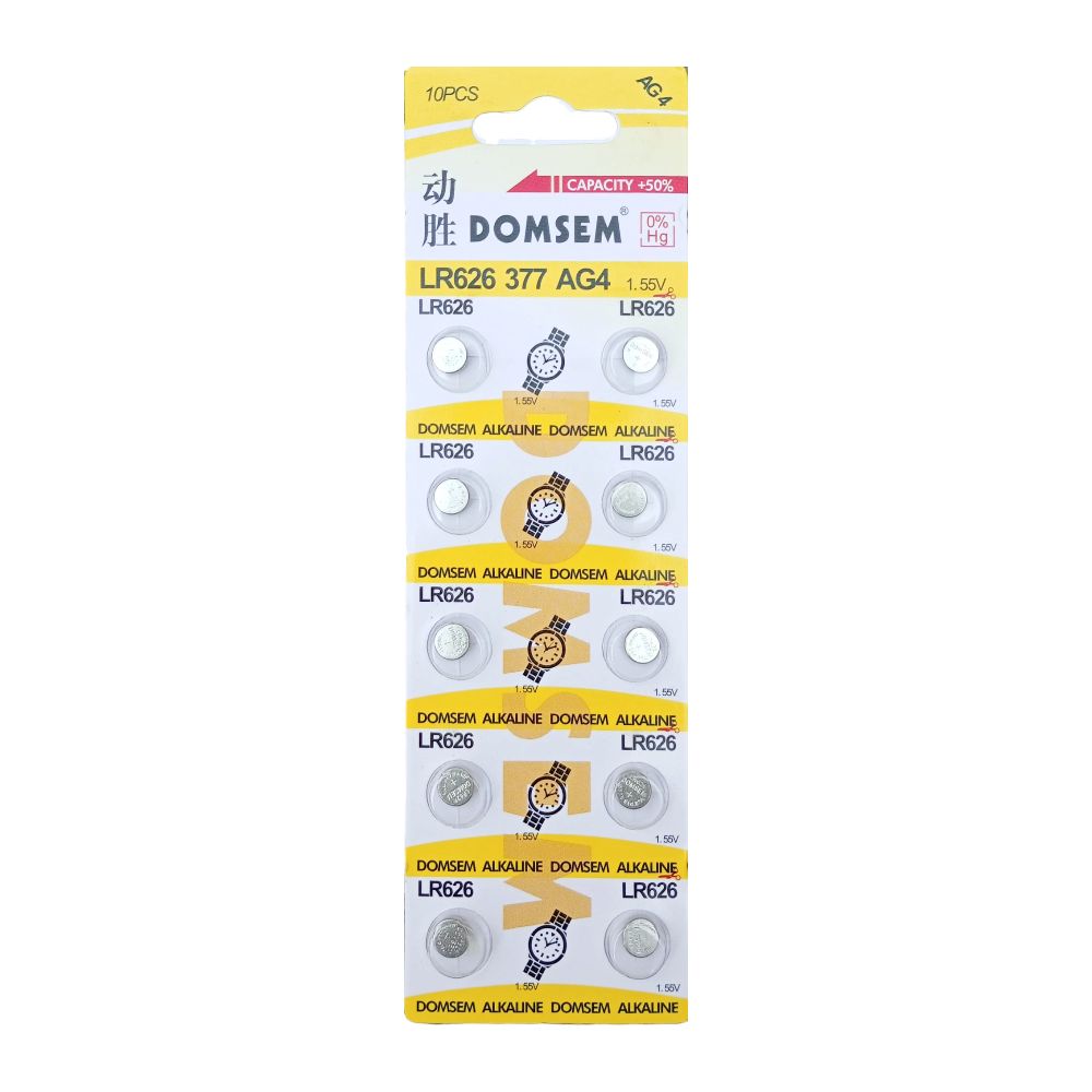 Pack of 10 - AG4 LR626 377 Alkaline Cells For Watches
