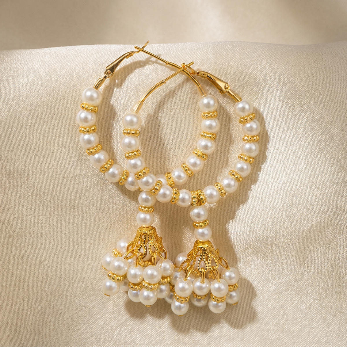 High Quality Delicate long Classy Tassel Pearls Jhumka Trendy Earring