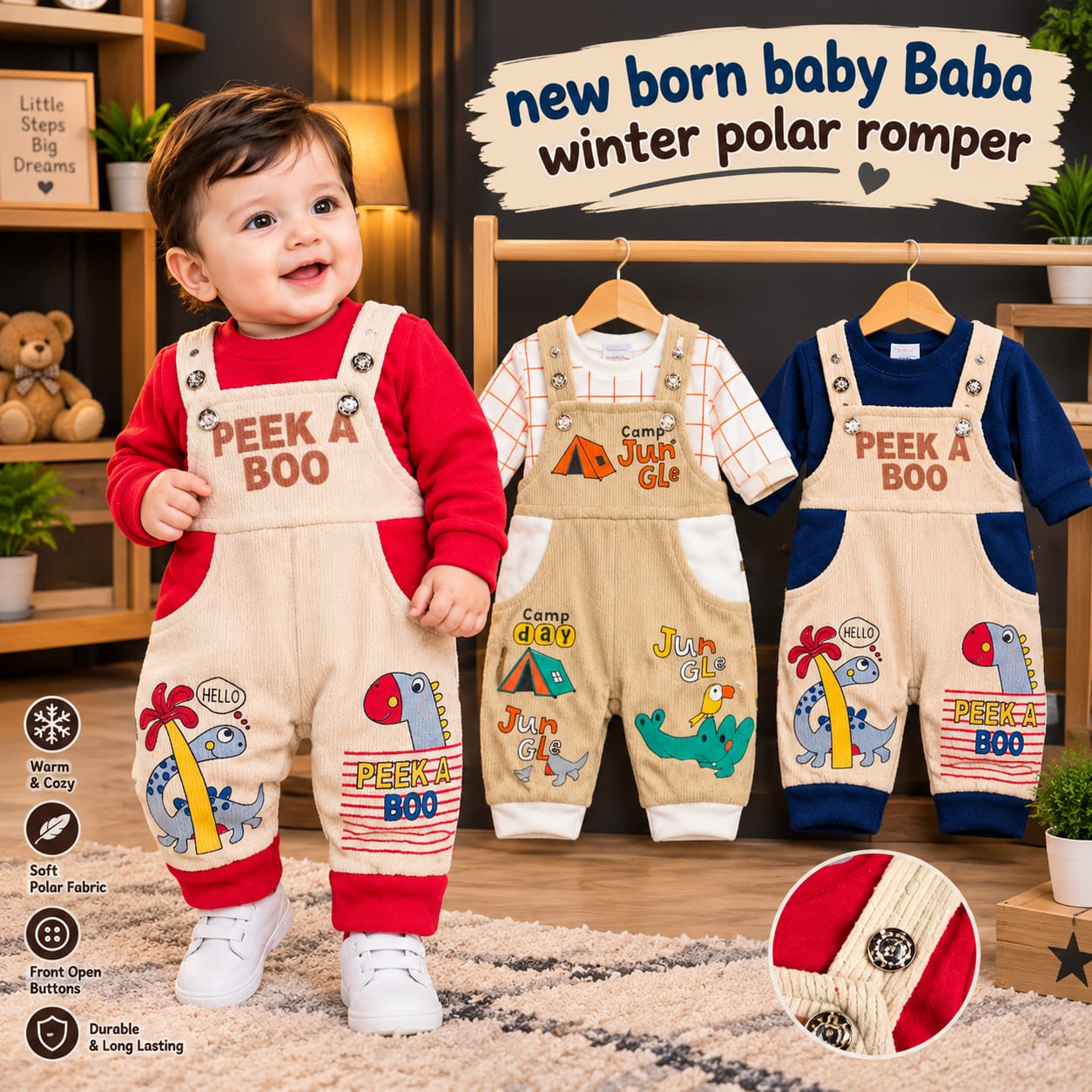 New Born Baby Romper - Winter Collection - Multicolor - Best Quality - Fleece