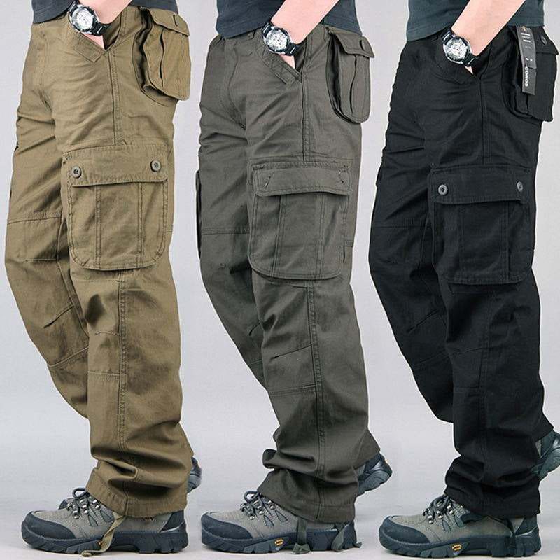 Men's Cargo Trousers Summer Lightweight Loose Fit Pants with Pockets for Casual Outdoor Activities