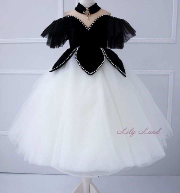 customised magnificent black and white royal baby girl dress