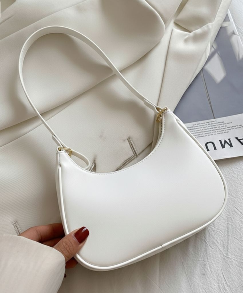 Korean Style Solid Multicolor Color Shoulder Bag for Women | Elegant Underarm Hobo Clutch | Casual Trendy Crescent Purse For Women