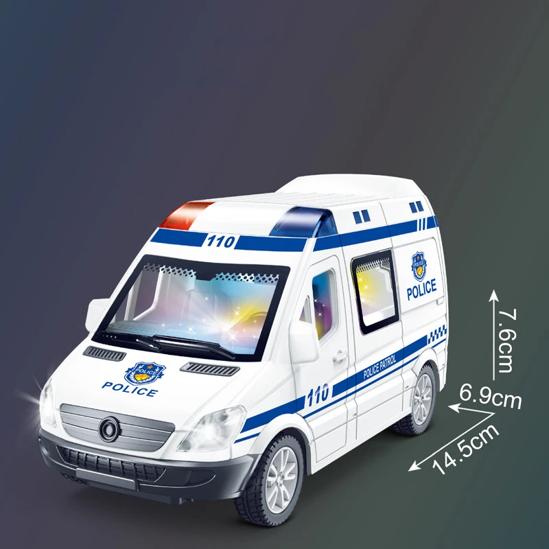 1:32 Mini Car Diecast Ambulance Fire-Truck Policecar Model Sound And Light Vehicle Simulation Collection  Toys