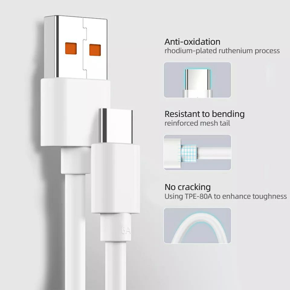 Turbo Charge 6A 33W Type-C Cable – Fast Charging USB-C Data Cable