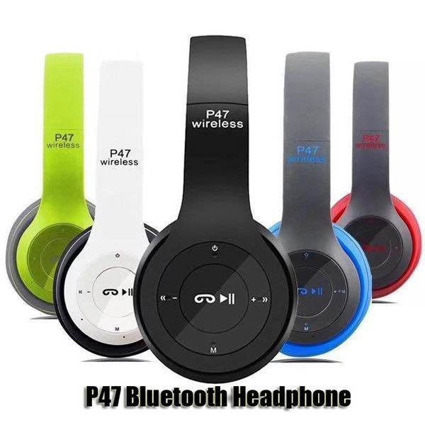 P47 Wireless Bluetooth Headphones | Foldable Stereo Headset with Mic | TF Card & AUX Support | Rechargeable Portable Headphone