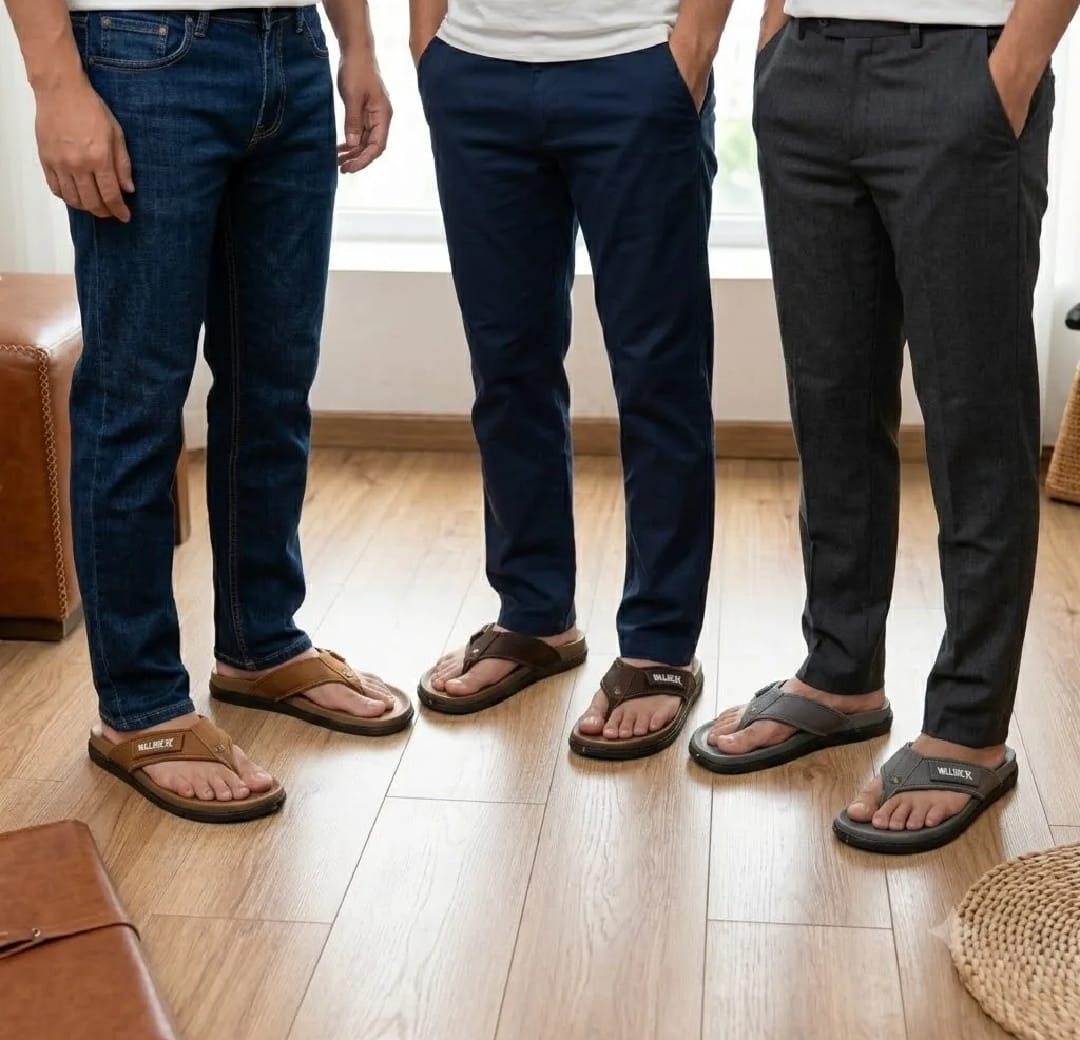 Slippers for Men Casual Flip Flops | Comfortable Soft Sole Men's Chappal | Non-Slip Summer Sandals | Lightweight Beach & Daily Wear Slippers Brown