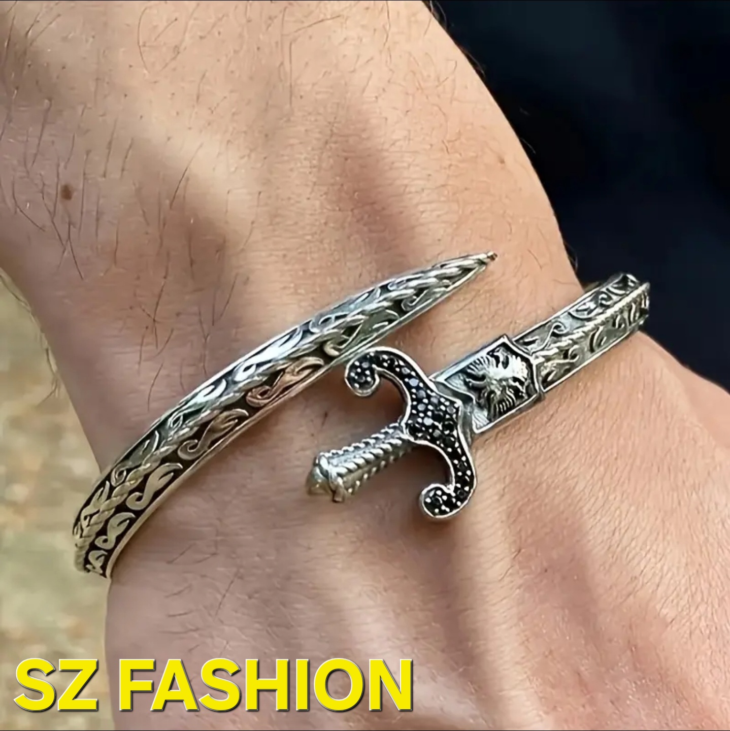 Sword Shaped Adjustable Bracelet with Opening, Jewelry Gift 1pc for men and women