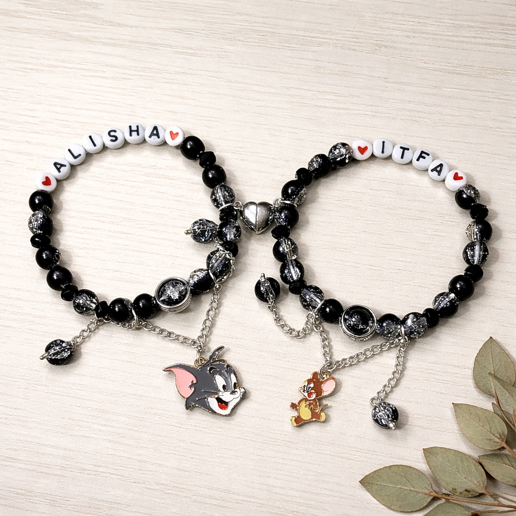 Customized Name Bracelets for Girls, Handmade Beaded Bracelet with metal Charm – Elegant Bangles for Girls, Friendship Gifts, Birthday Gifts