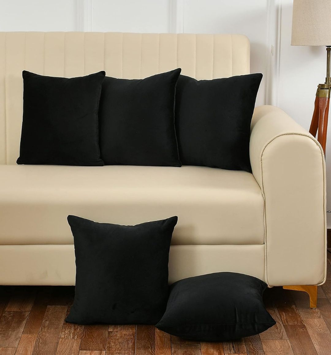Pack Of 5 Plain Velvet Cushion Covers