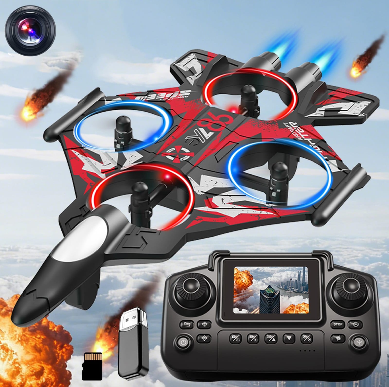 Fighter Jet Remote Control Airplane Toy for Kids | RC Fighter Jet Plane with Lights & Long Range | 360 Flip Stunt Roll & Rechargeable Remote Control Aircraft