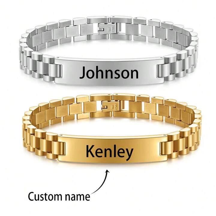 Customized Bracelet for Men and Women Stainless Steel Personalized Name Bracelet Fashion Style Multiple Colors