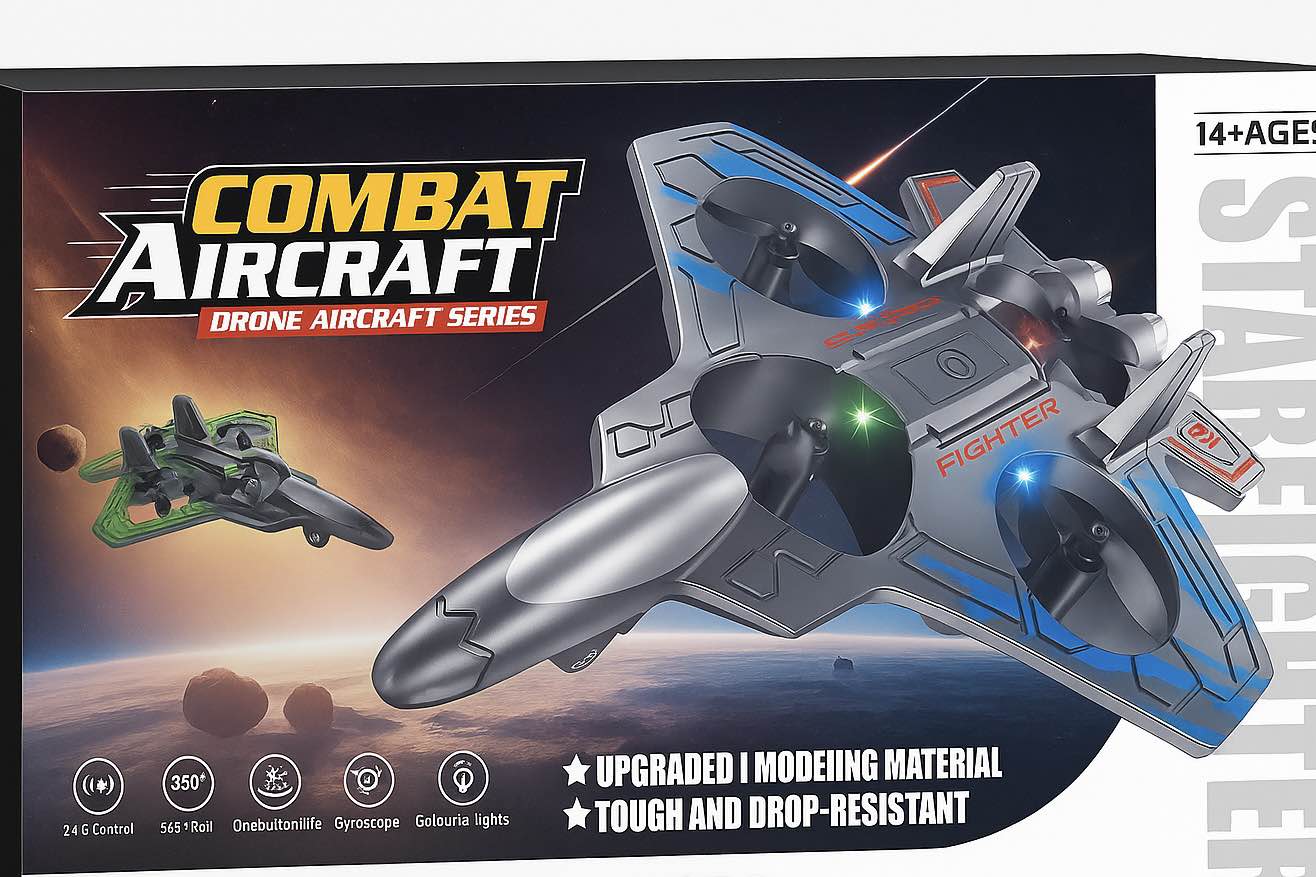 Fighter Jet RC Drone with LED Lights – 2.4GHz Remote Control QuadCopter Plane | Rechargeable Foam Aircraft Toy for Kids & Adults