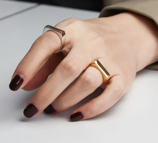 Hot Selling Slim Ring For Men And Women Top Fashion High Quality  Stainless steel Slim  Greek Rectangle Ring For Boys And Girls Never FADE  Color