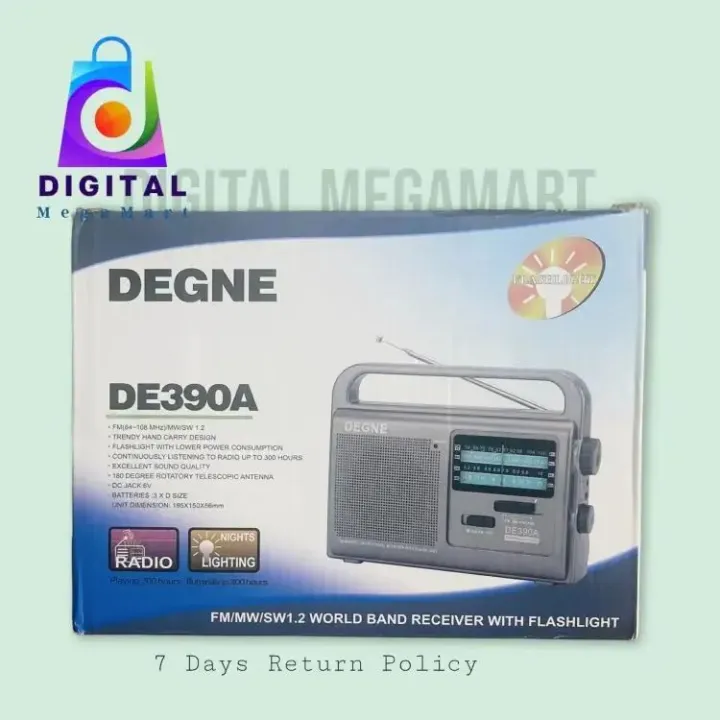 Portable Radio FM - MW - SW1 - 8 Portable World Bands Receiver - Flashlight - AC-220V & DC Jack 6V Jack and Earphone Supported