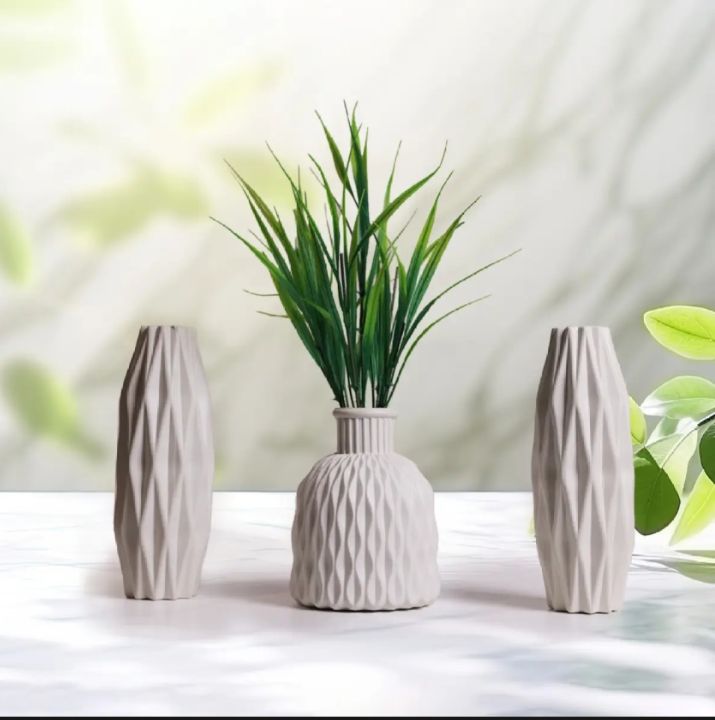 Pack of 3 Plastic Flower Vase High Quality Material for Home Decor