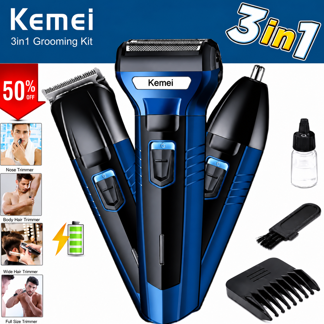 Shaving Machine 3 In 1 Rechargeable Hair Clipper Shaver beard Styling Trimmer Hair Removal machine for men