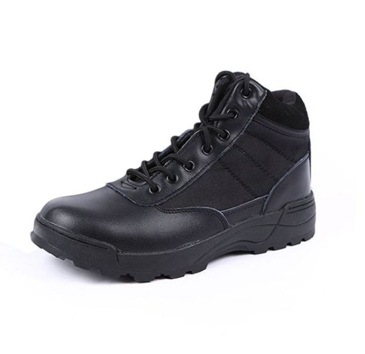 swat Work Men's Sublite Cushion Tactical Mid Cut Soft Toe Shoe Black Military Boot