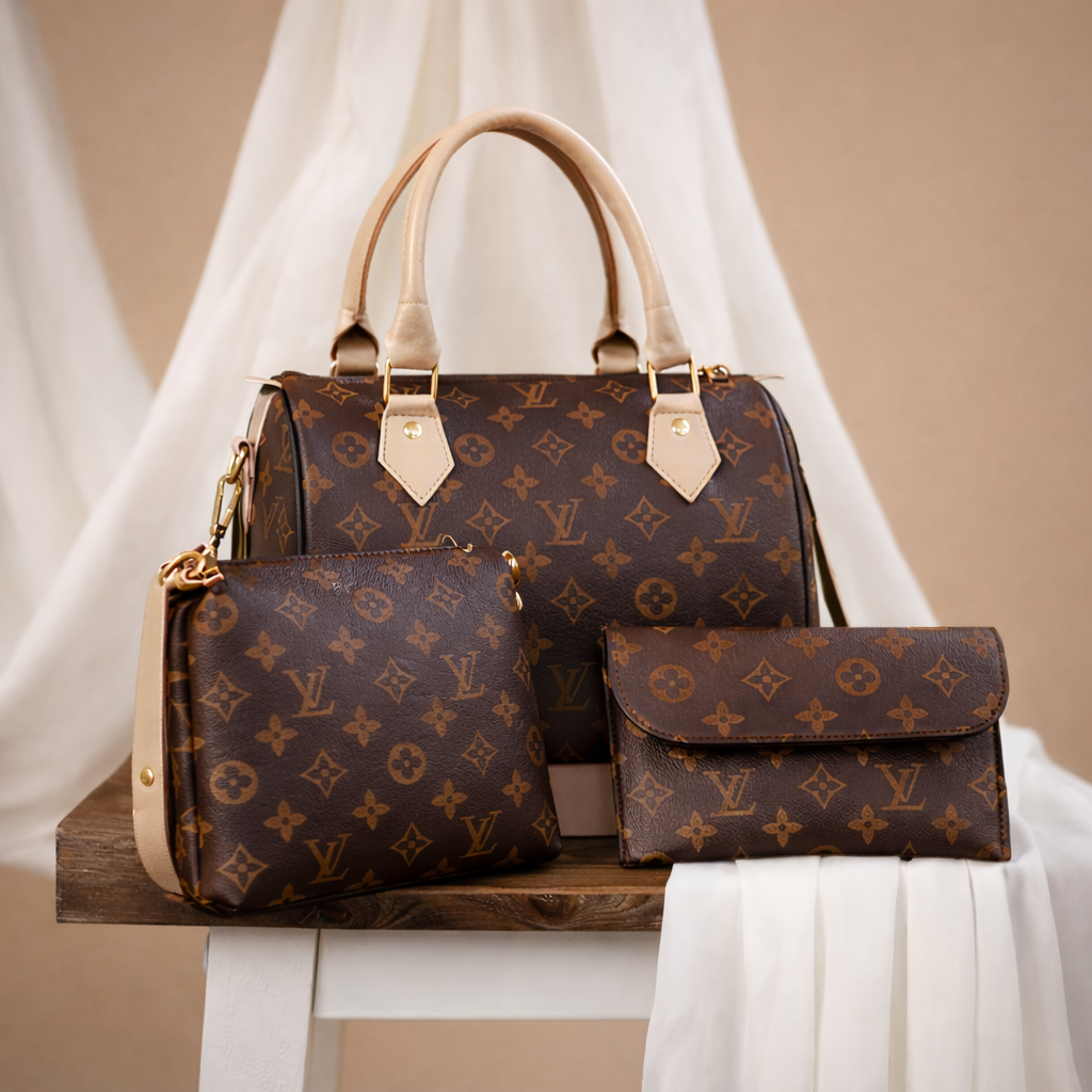 LV duffle bag ,  travel bag , 3 Piece Womens PU Leather Handbag Set , New Trend 3Pcs Ladies Handbags Custom Print Pillow Bag Crossbody Shoulder Handbag - High-Quality PU Leather Set for Women,Crossbody ,Tote, Pillow Bag ,LV hand bag