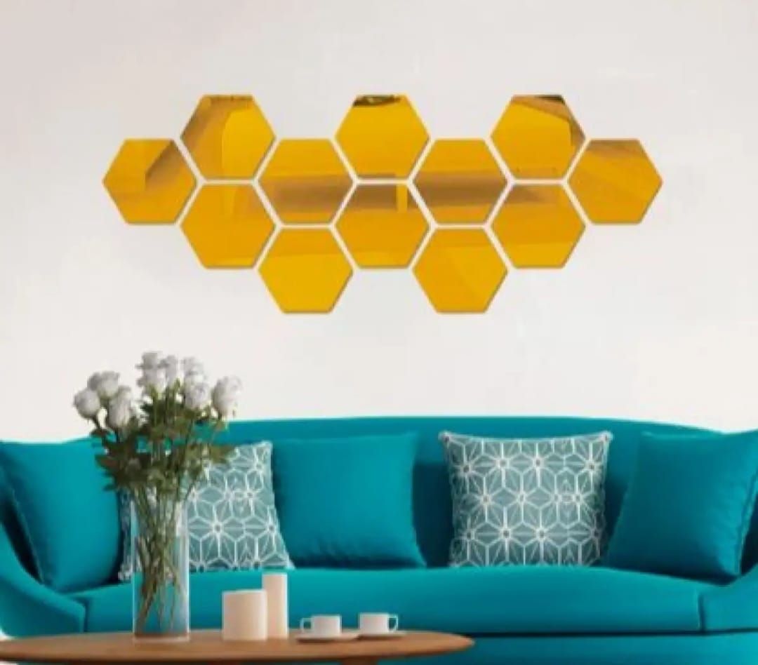 Hexagon Acrylic Mirror DIY Wall Sticker 3D Stereo Home Decor with