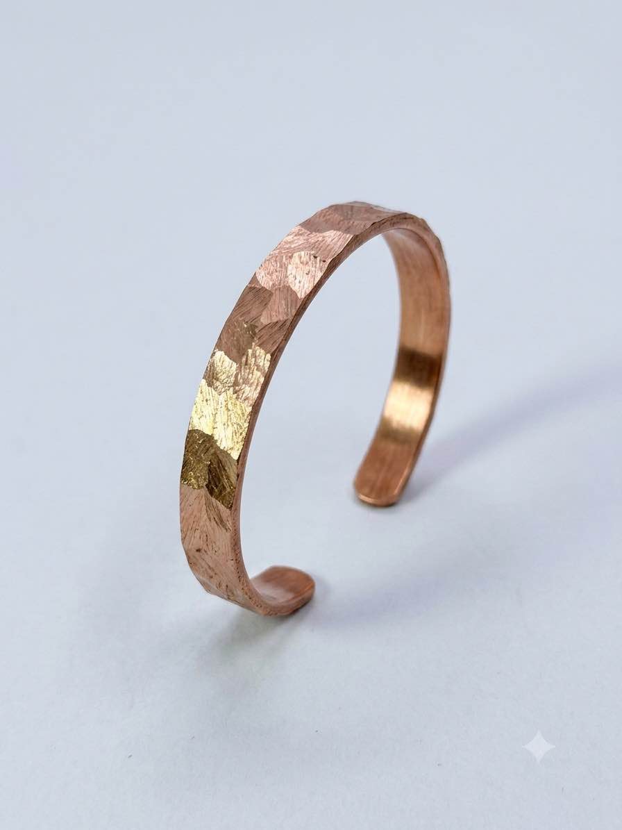 Pure Copper Hammered & Textured Cuff for Men and Women