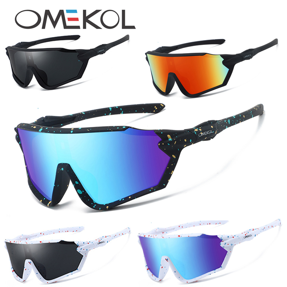 OMEKOL Brand New Cycling Sunglasses Men Women Sun Glasses Fishing Eyewear UV400 Hiking Baseball Softball Outdoor Sport Goggles