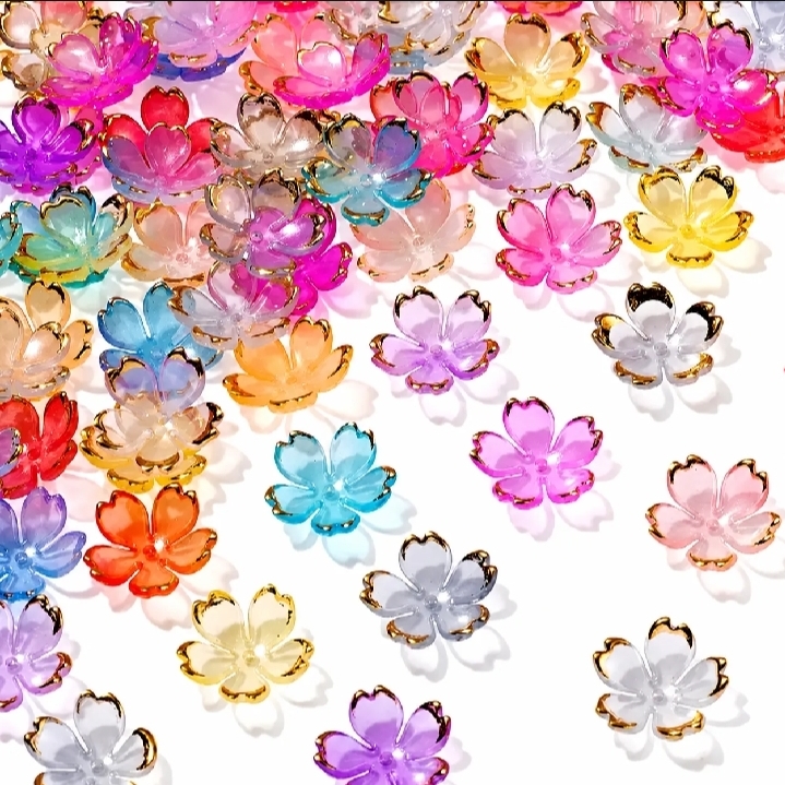 20/50/100 Pcs ABS Round Flowers - Imitation Pearl Beads For DIY Jewellery Making