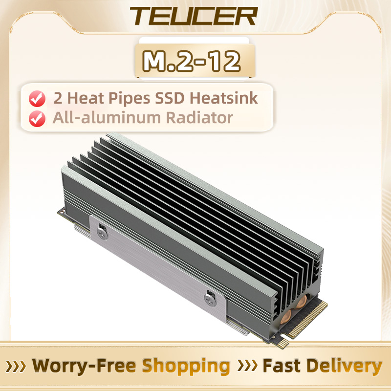 TEUCER M.2 2280 SSD Heat sink with Thermal Pad 2 Heat Pipes Solid State Drive Radiator For M.2 NVMe 2280 SSD Cooler