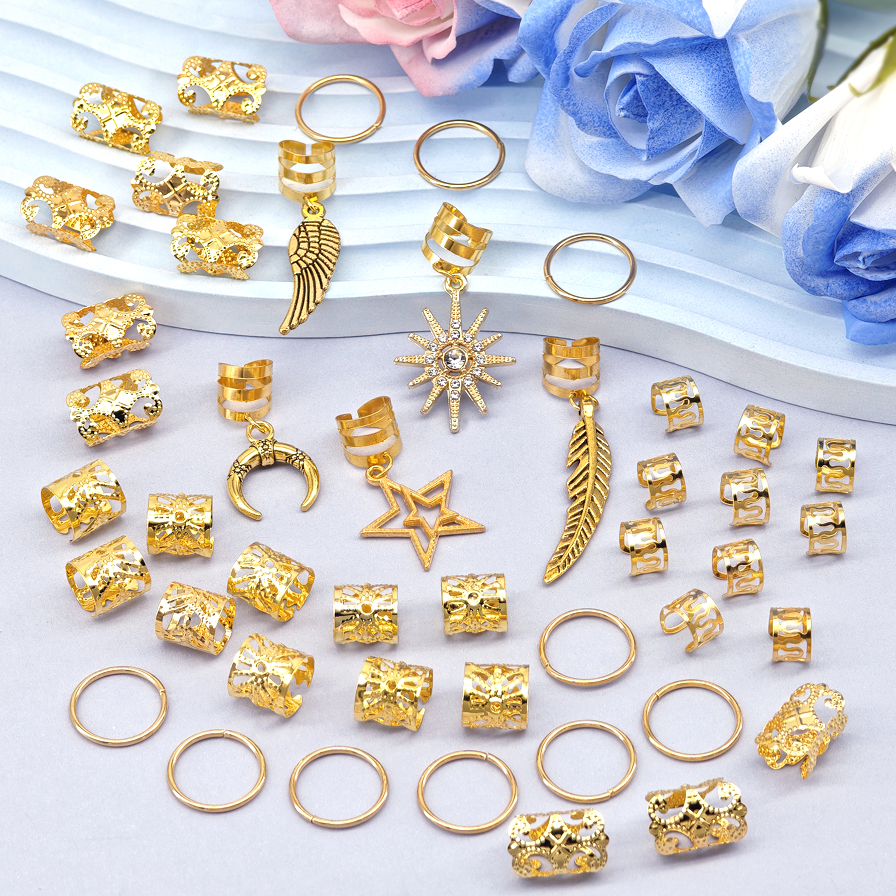 Alloy Braid 45Pcs Hair Rings Dreadlock Jewelry Accessories for Braids Loc Hair