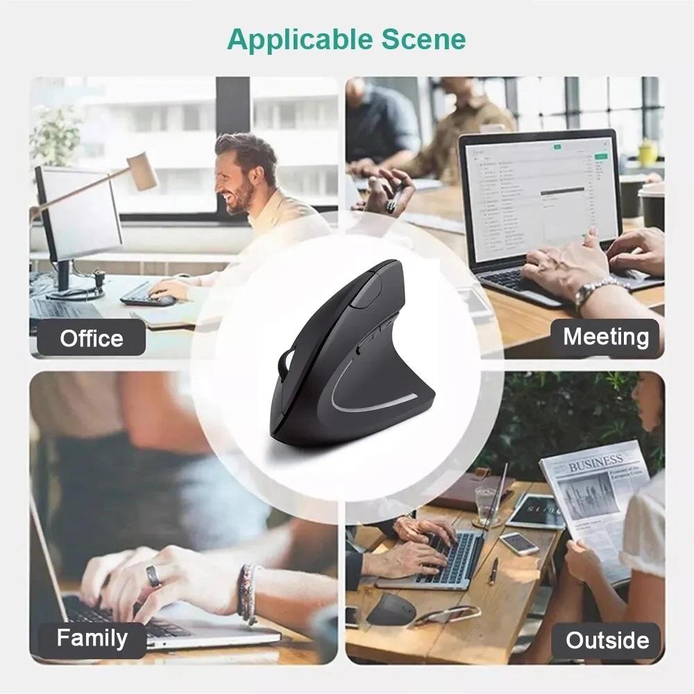 Wireless Bluetooth Vertical Mouse 800 1200 1600 DPI 6 Button Personalised Side Grip Ergonomic 2.4G Mute Gaming PC Computer Mouse
